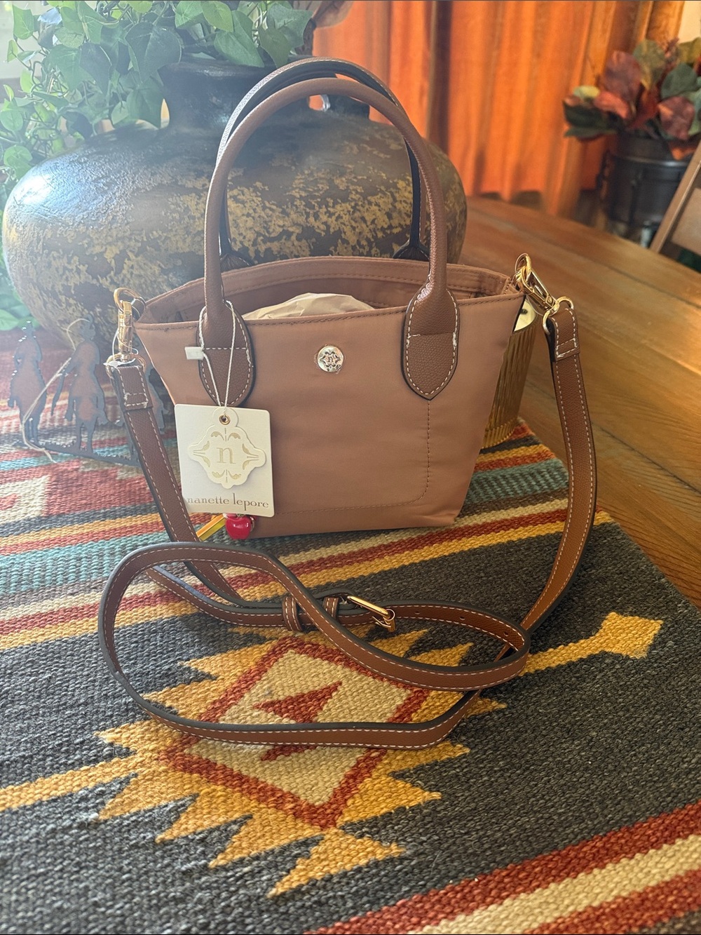Nanette Lepore Tan Mini Tote with Adjustable Crossbody Strap - Picture 2 of 11